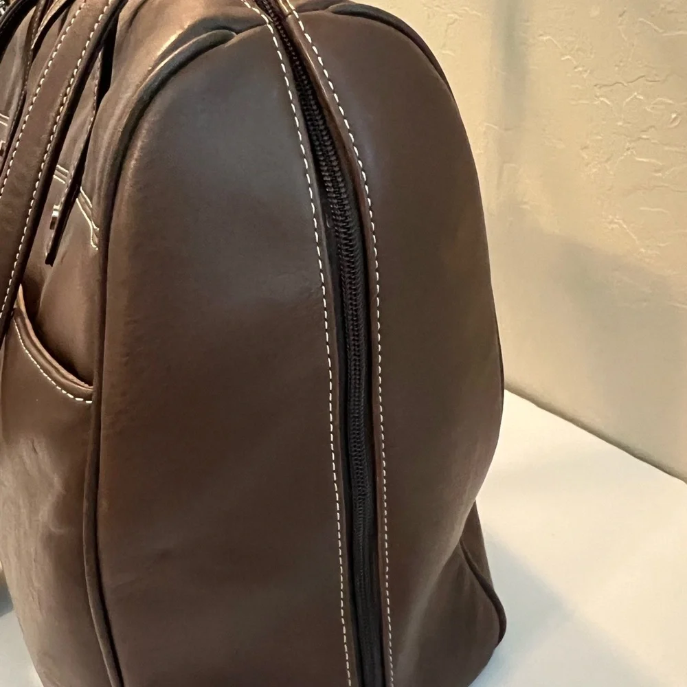 Levenger Dark Brown Leather Duffel Bag